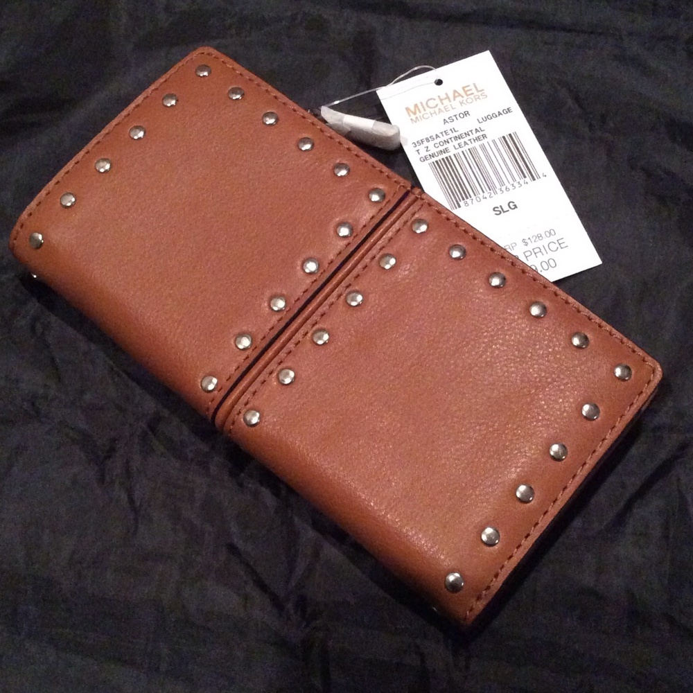 MICHAEL Michael Kors Brown Studded Leather Wallet